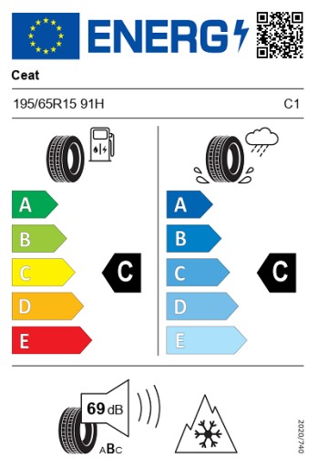 1 зимняя шина 195/65R15 Ceat Winter Drive 91H 2022 г.