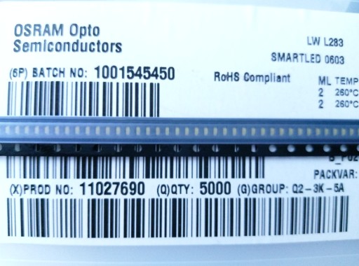 [10шт]Белый светодиод SMD 0603 LWL283 OSRAM 100мкд холодный