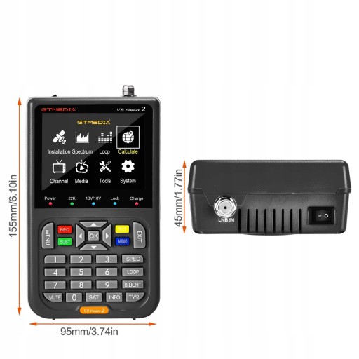 ИЗМЕРИТЕЛЬ СПУТНИКОВОГО СИГНАЛА V8 FINDER2 3,5-дюймовый ЖК-дисплей