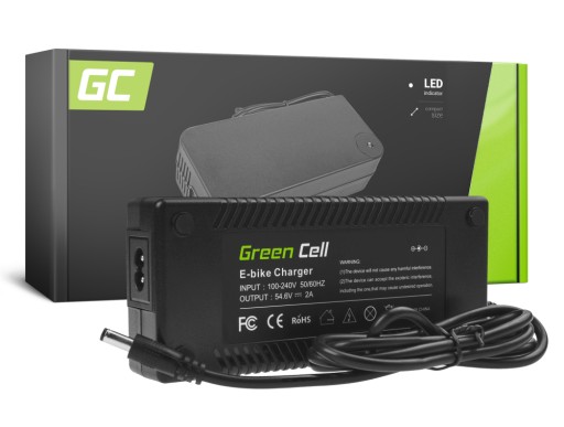 Зарядное устройство Green Cell 54,6 В, 2 А для аккумулятора электрического велосипеда 48 В для электронного велосипеда