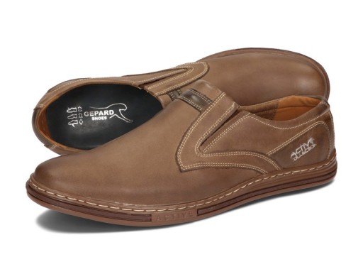 Mokasyny Buty Męskie Wsuwane Eleganckie Skóra Naturalna 022 Brązowy 39
