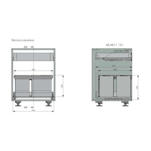 Корзина Сортировщик мусора 60 3х15л+1х7л GTV NEW MUL