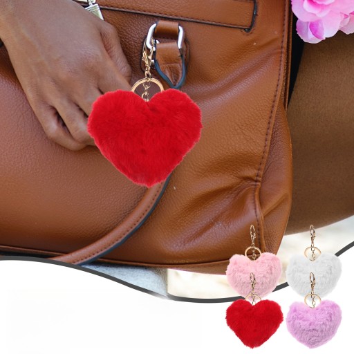 Брелок из меха кролика рекс, брелок-кошелек с подвесками LOVE, 4 шт.