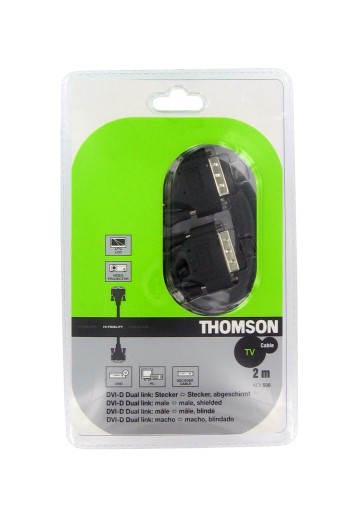 Kabel DVI Dual Link ( DVI-D 24+1 ) M/M Ekran Filtry ferrytowe 2m. THOMSON