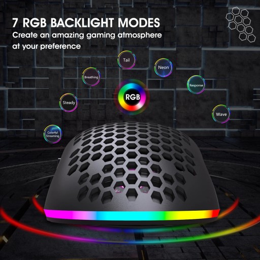 Беспроводная игровая мышь HXSJ T66 RGB 2,4G с RGB-подсветкой и зарядкой
