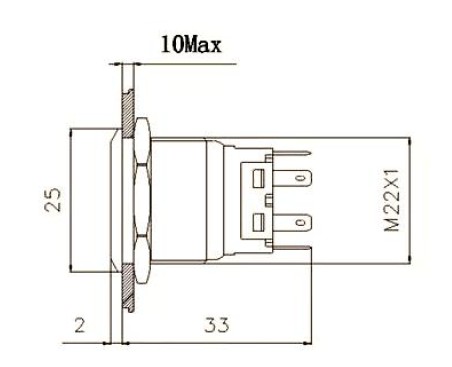 PRZYCISK MONOSTABILNY WANDALOODPORNY 250V 5A 22x35MM CZERWONY