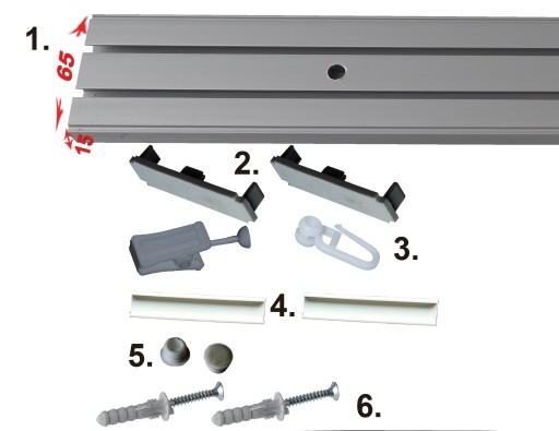 BLACK Grey PVC двойной потолочный трек 1,7 м kpl