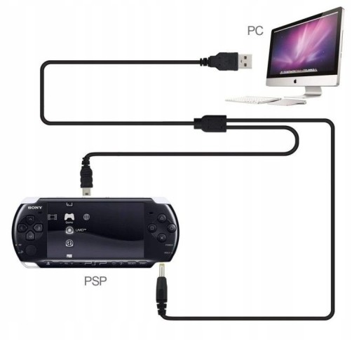 Кабель 2в1 для зарядки и подключения к ПК PSP Slim