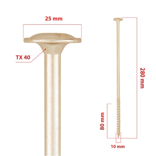 25x СТОЛЯРНЫЕ ВИНТЫ 10x280 ВИНТЫ С ШАЙБОЙ ДЛЯ ДЕРЕВА TORX, ОЦИНКОВАННЫЕ