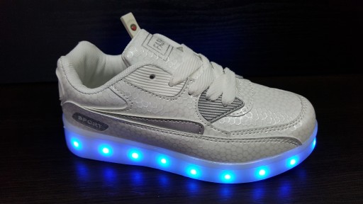 BUTY LED Adidasy Sportowe ŚWIECĄCE BIAŁE USB 37