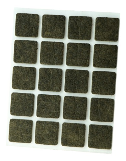 Podkładki filcowe 20x20 mm 80 szt, filc pod meble brąz
