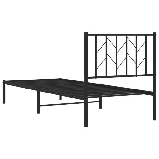 Металлический каркас кровати с изголовьем, черный, 80х200 см