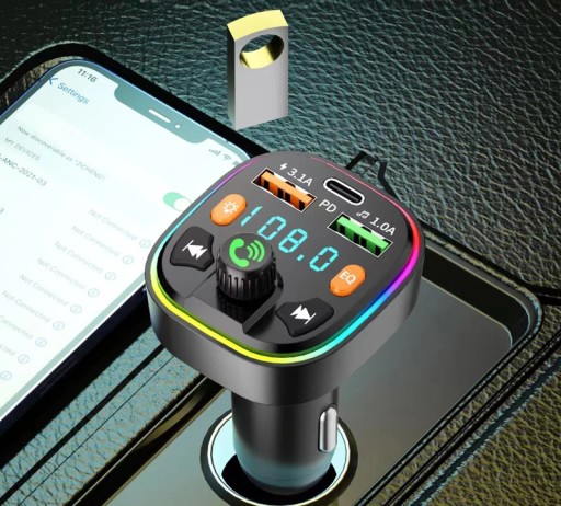 FM-ПЕРЕДАТЧИК BLUETOOTH LED RGB MP3 SD BT FAST PD ЗАРЯДНОЕ УСТРОЙСТВО 2xUSB QC 3.0