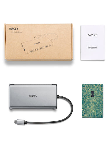 AUKEY CB-C78 USB-C-концентратор 12-в-1 с поддержкой PD 100 Вт HDMI 4K VGA и SD
