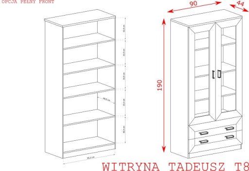 Шкаф-витрина двухдверная TADEUSZ T8 - 2 ЦВЕТА + БЕСПЛАТНО