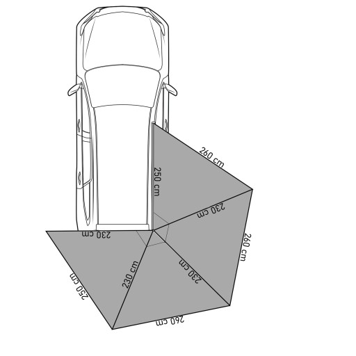 Zadaszenie Batwing II Premium 270° 2,5 m zielony strona pasażer samonośny