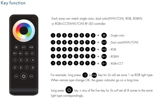 Pilot RF LED RS10 RGB+CCT 8-Strefowy 2*AAA Bat GW5
