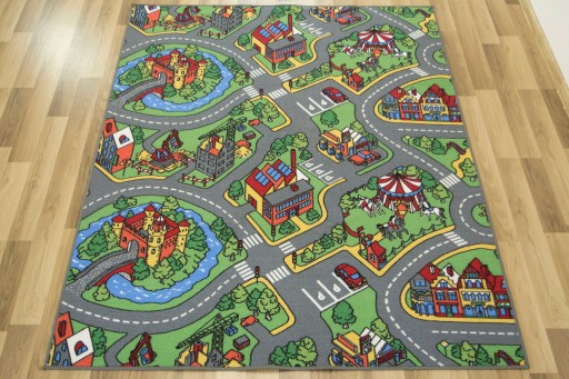 DYWAN DLA DZIECKA MIASTO DROGA ULICZKI ULICE PLAC BUDOWY O-RALLY 100x150 cm