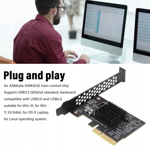 Карта расширения USB 3.2 Gen 2 Type C, 20 Гбит/с ASM3242 LZ Control