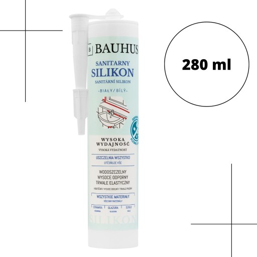 Санитарный силикон белый 280мл Высокоэффективный НАБОР BAUHUS 4x280мл