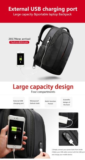 Рюкзак противоугонный T-B3105U 15,6