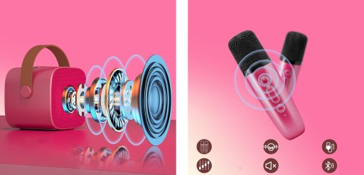 КАРАОКЕ-МАШИНА ПОРТАТИВНЫЙ ДИНАМИК BLUETOOTH С 2 БЕСПРОВОДНЫМИ МИКРОФОНАМИ