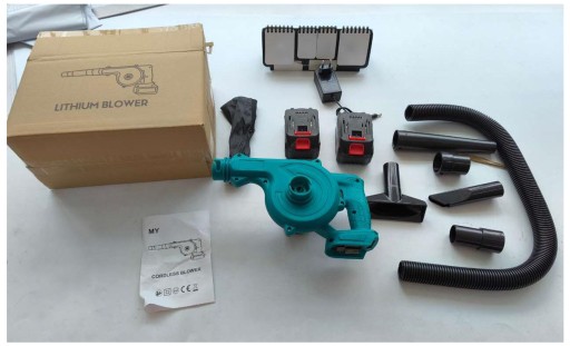 BEZPRZEWODOWA DMUCHAWA ELEKTRYCZNA 2W1 ERGONOMICZNA RĄCZKA 2*AKU 1200MAH