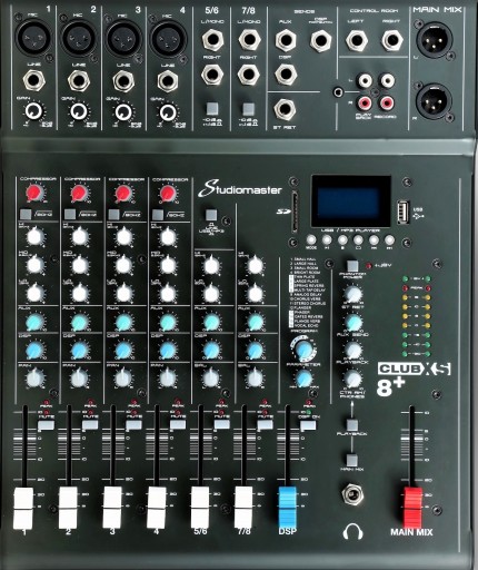Studiomaster CLUB XS8+ - mikser 4 kanały mikrof. z kompres. USB bluetooth