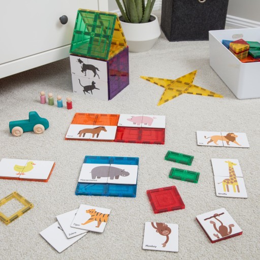 Nakładki na klocki magnetyczne puzzle 40 el. Duo Animal Puzzle Pack