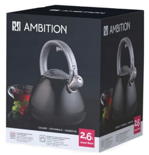 ЧАЙНИК AMBITION JASPER 2,6л (3л) сталь ЧЕРНЫЙ для ГАЗОВОЙ ИНДУКЦИИ
