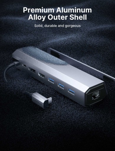 Концентратор USB-C Адаптер JSAUX HDMI DisplayPort 4K 60 Гц USB 3.2 100 Вт PD LAN 1 Гбит/с