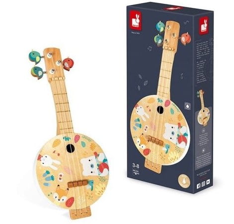 Drewniane Banjo Pure Instrument Muzyczny Janod Leśne Zwierzątka 3-8 lat