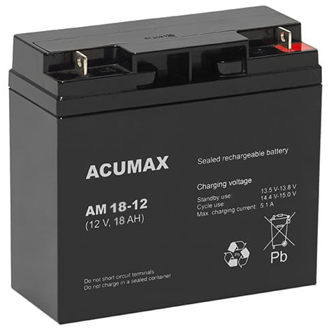 AKUMULATOR BATERIA ACUMAX AM18-12 12V 18AH AGM AM 18-12 AM18 CENTRALA ALARM
