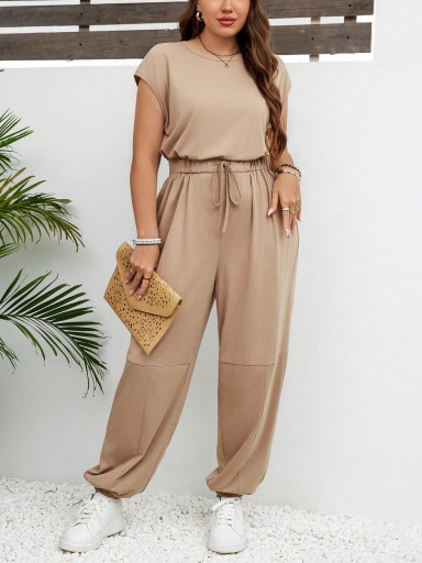 SHEIN бежевый летний комбинезон с вырезом на спине 3XL