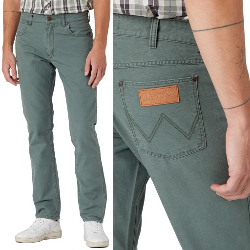 Wrangler GREENSBORO Thyme MATERIAŁOWE SPODNIE BEZ STRECZU W34 L34