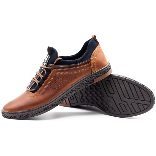 BUTY MĘSKIE SKÓRA CASUAL K24 CAMEL POLSKIE 39