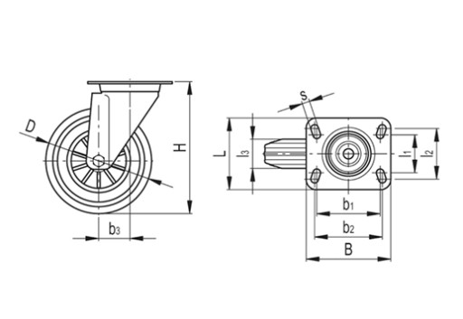 KOŁO KÓŁKO KOŁA obrotowe skrętne fi 80mm 65kg