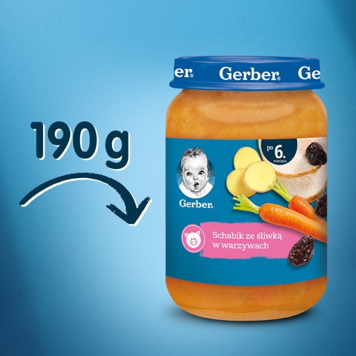 GERBER ужин свиная корейка сливовые овощи 3х190г
