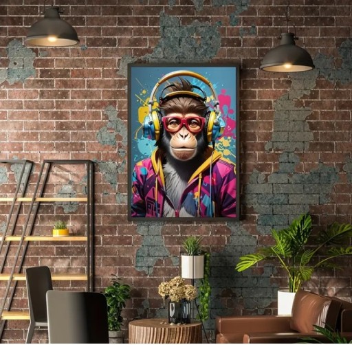Plakat A3 Ellivex Goryl Małpa dekoracja pokoju plakaty na ścianę BEZ RAMKI