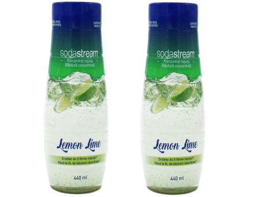 2x КОНЦЕНТРАТ СИРОПА SODASTREAM ЛИМОН-ЛАЙМ НА 9 Л САТУРАТОР НАПИТКОВ с 440 мл