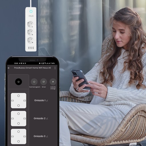 Интеллектуальный удлинитель 15А WIFI NOUS A5
