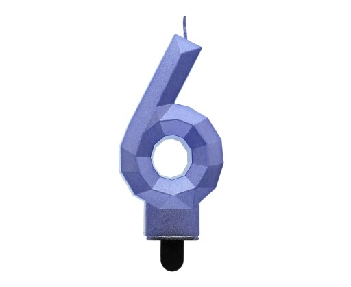 Свеча №6, металлик, темно-синий, 7,6 см.