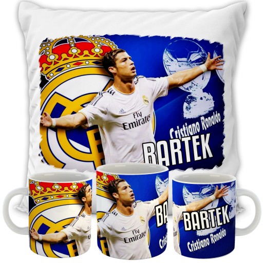 ZESTAW PODUSZKA + KUBEK CRISTIANO RONALDO + IMIĘ MADRYT PREZENT DLA KIBICA