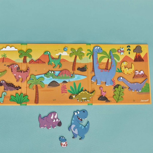 Магнитный пазл Dinosaurs Magneti's Stories для детей от 3 лет, Janod