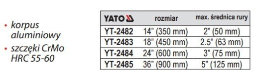 Ключ трубный 900 мм YT-2485 YATO