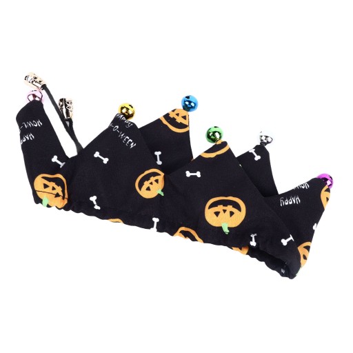 Obroża dla kota na Halloween z dzwoneczkami w wzór dyni regulowana