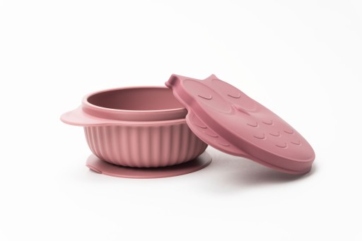 InnoGio Miseczka silikonowa z pokrywką sówka pink