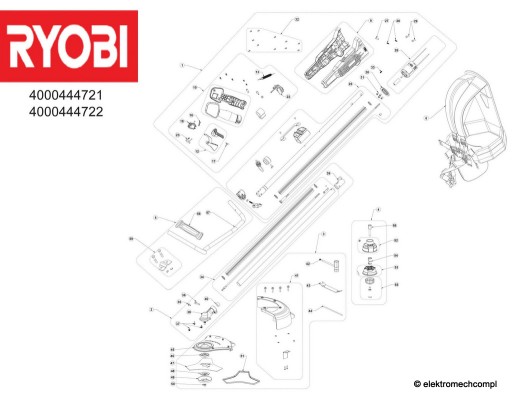 Двигатель RYOBI аккумуляторного триммера OBC1820B