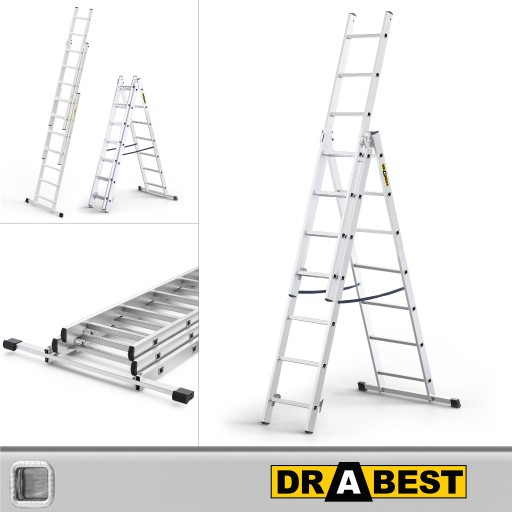 Лестница промышленная алюминиевая 3х7 ступеней HOME DRABEST 150 кг
