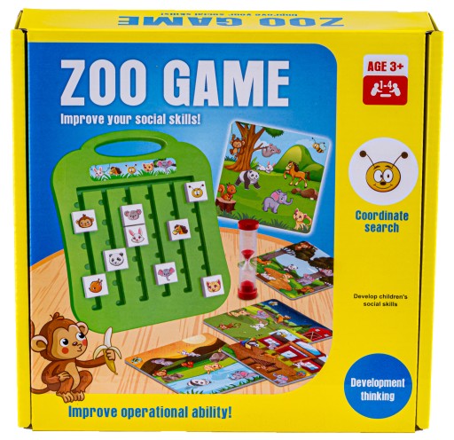 GRA LOGICZNA ZRĘCZNOŚCIOWA ZOO ZWIERZĘTA tablica